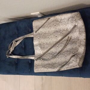 Joe's Jeans Gray Snakeskin Print Tote Bag Medium Size Perfect For Flight